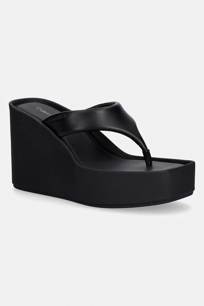 Calvin Klein Kadın Deri WEDGE 70 SNDL THONG Terlik