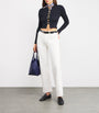 Claudie Pierlot Blue Bow-Embellished Cut-Out Sweater