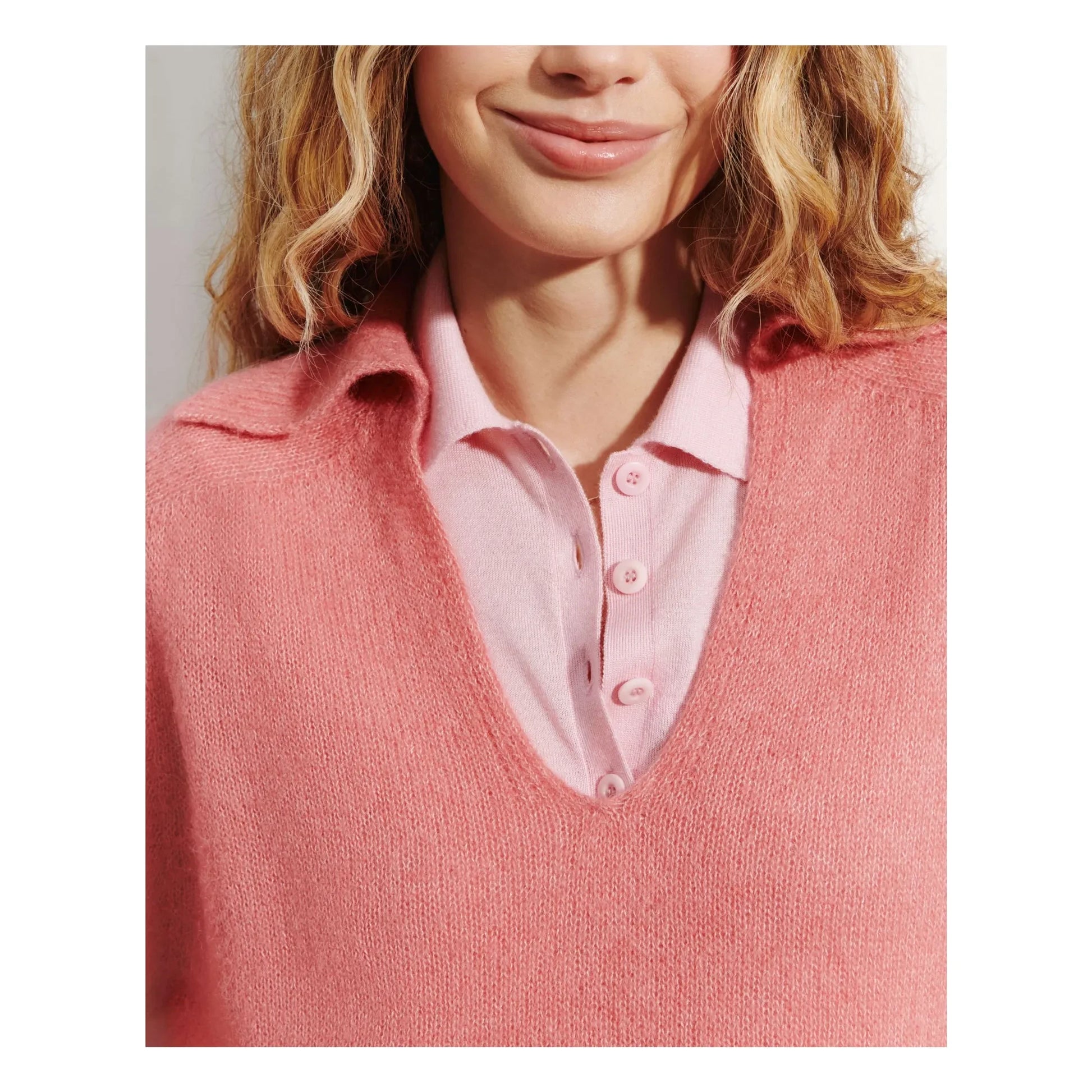 Bompard - Alpaca and silk cashmere polo shirt | Candy pink