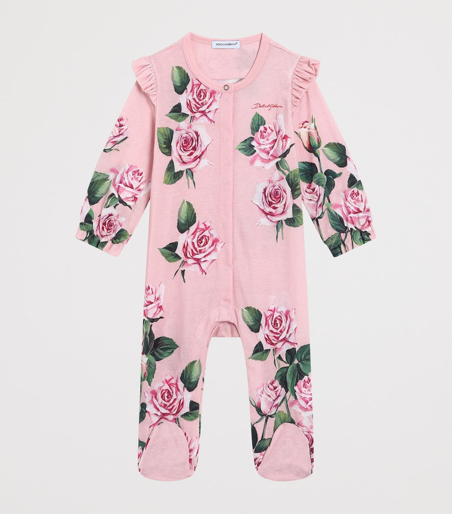 Dolce & Gabbana Kids Floral Print All-in-One, Hat and Bib Set (0-24 Months)