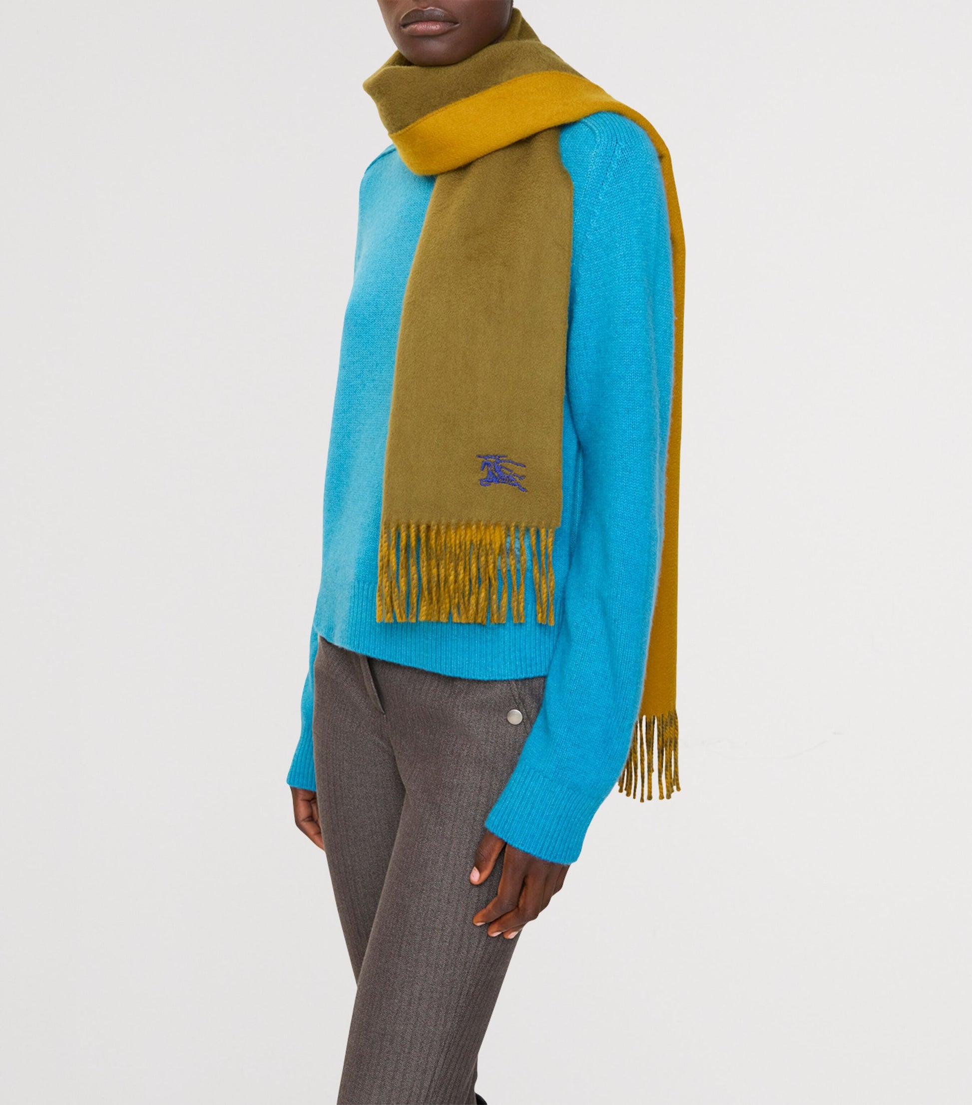 Green Cashmere Reversible EKD Scarf