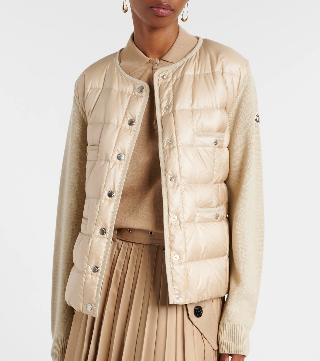 Moncler - Down-paneled virgin wool cardigan