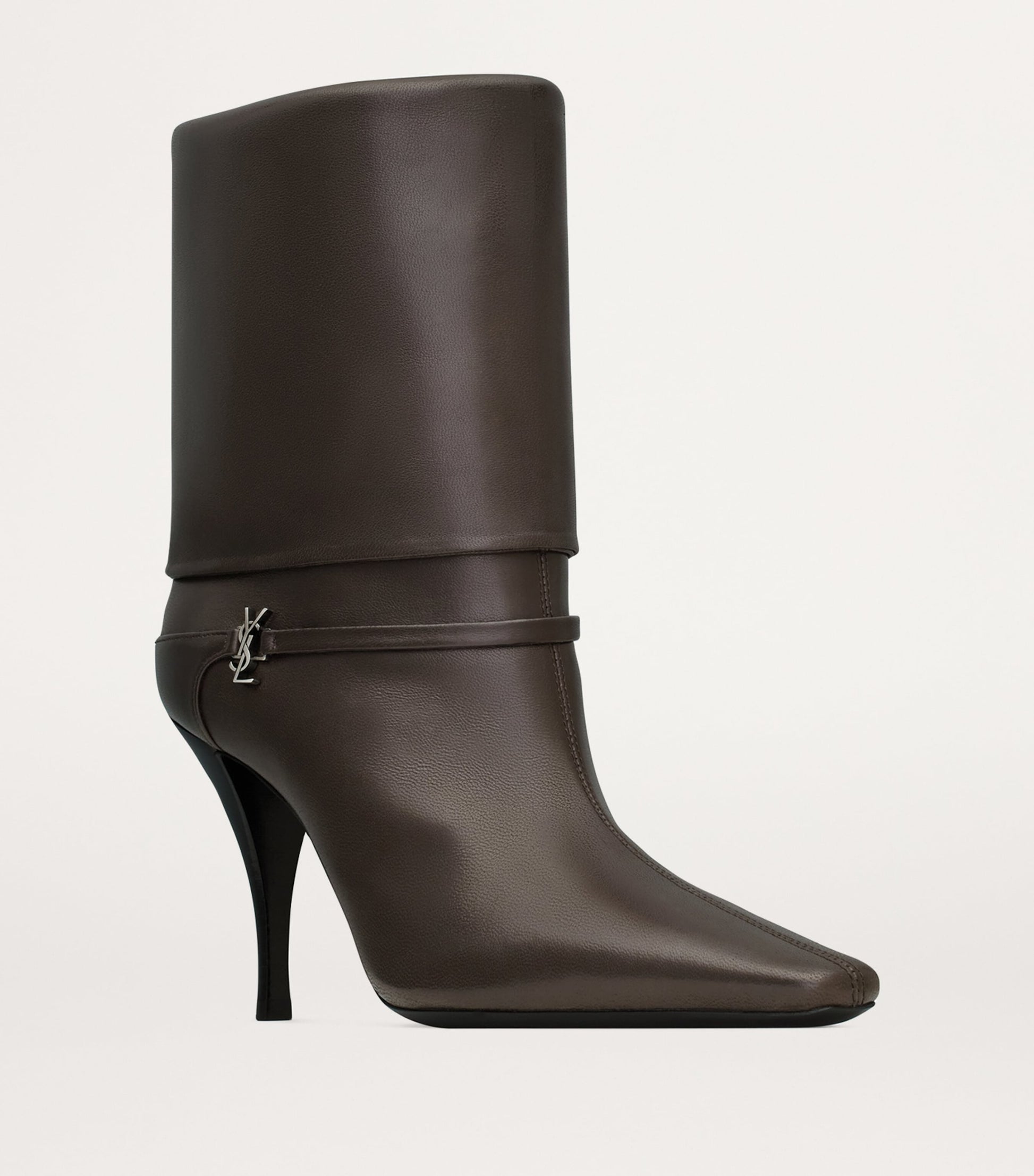 Saint Laurent Brown Leather Vicky Ankle Boots 90
