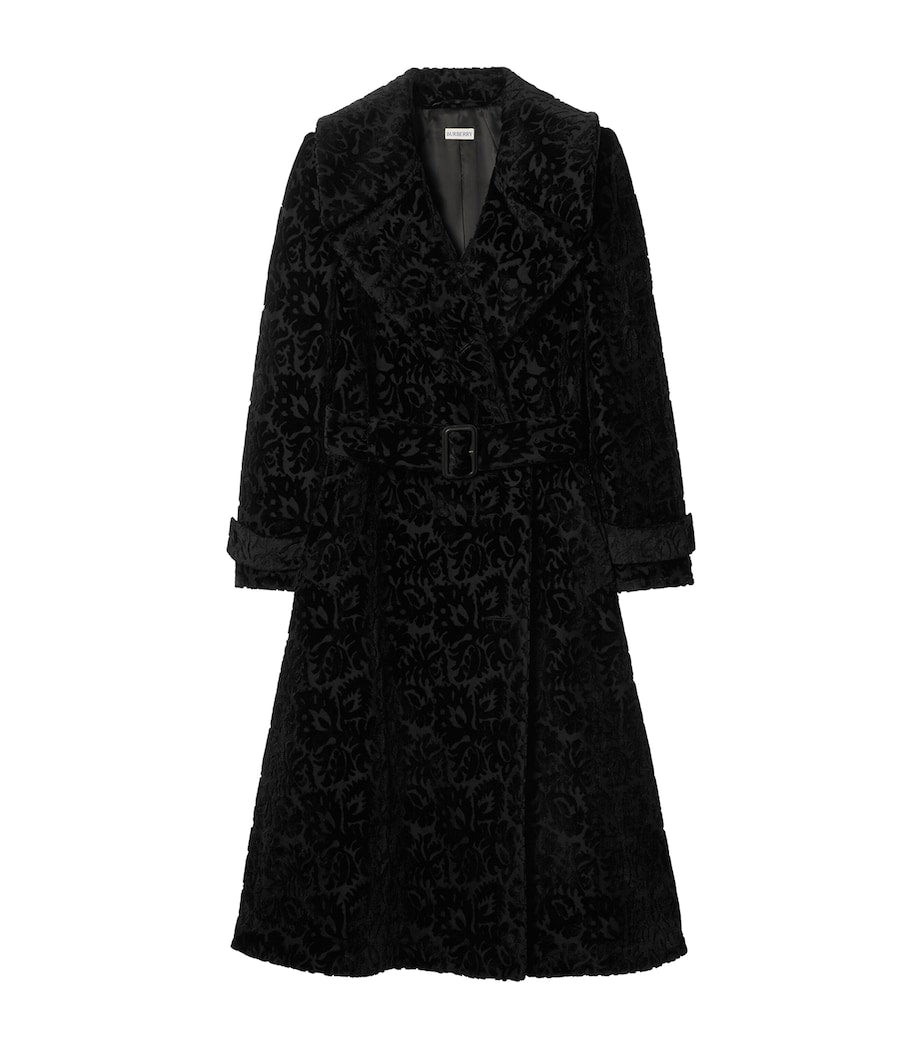 Burberry Black Silk-Blend Velvet Tailored Coat