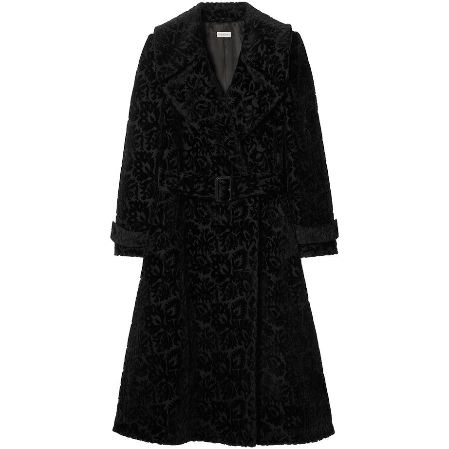 Burberry Black Silk-Blend Velvet Tailored Coat