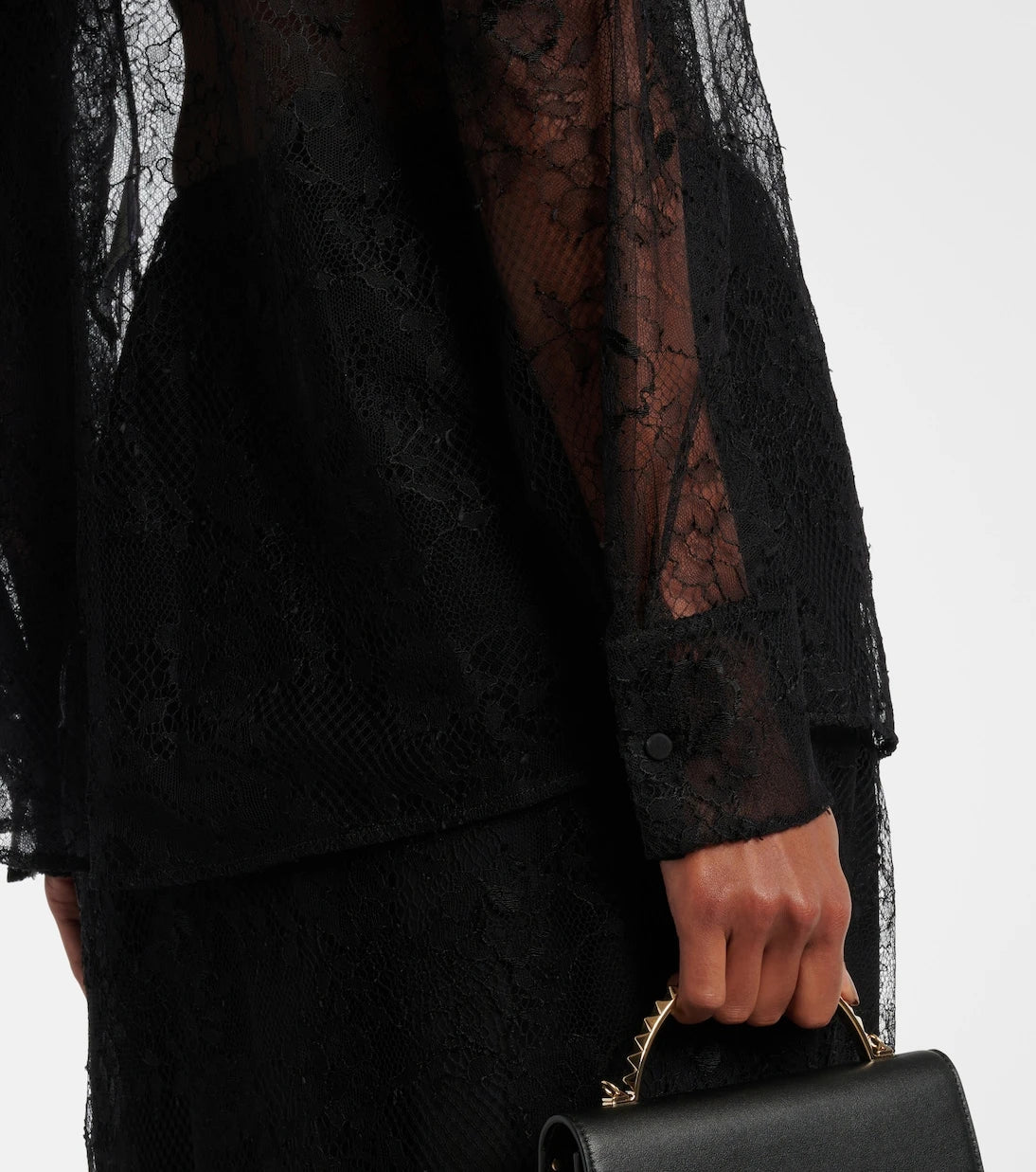 Valentino - Scarf-detail floral lace blouse