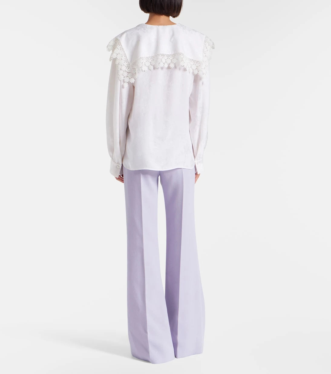 Chloé - Lace-trimmed floral jacquard silk blouse