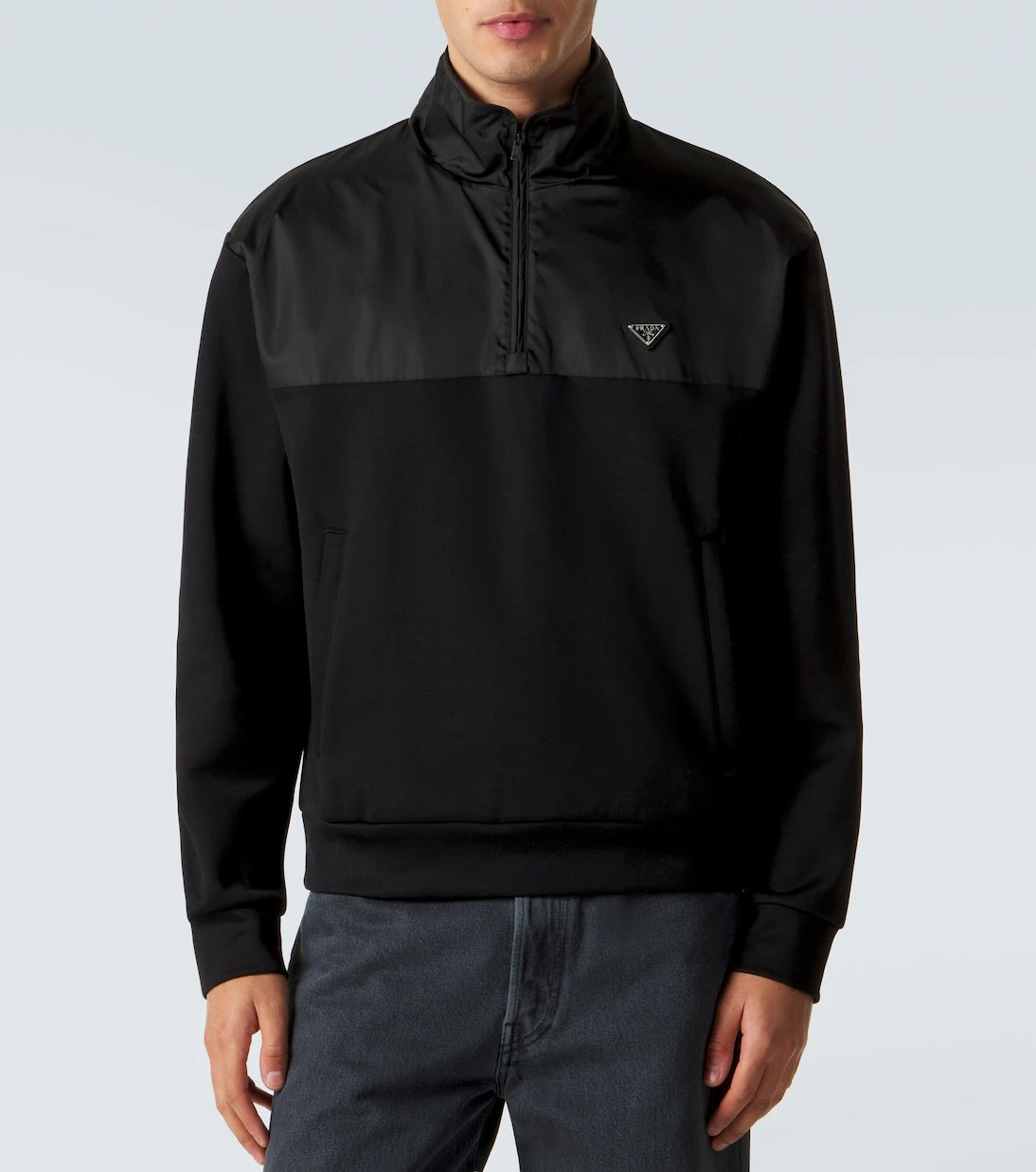 Prada - Cotton-blend fleece half-zip sweatshirt