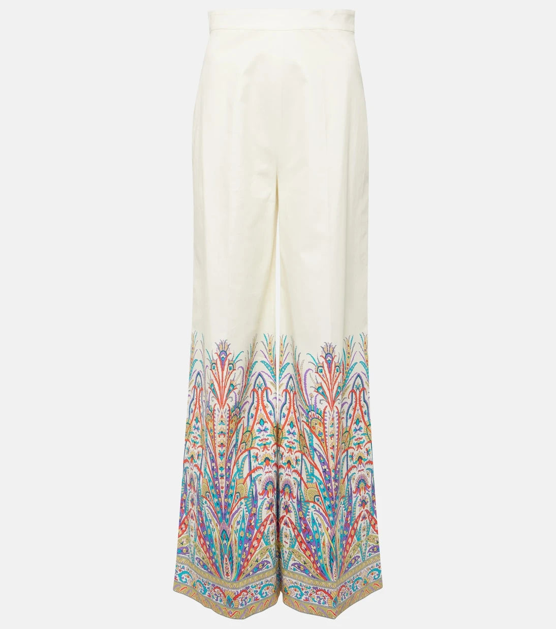 Etro - Printed cotton-blend wide-leg pants
