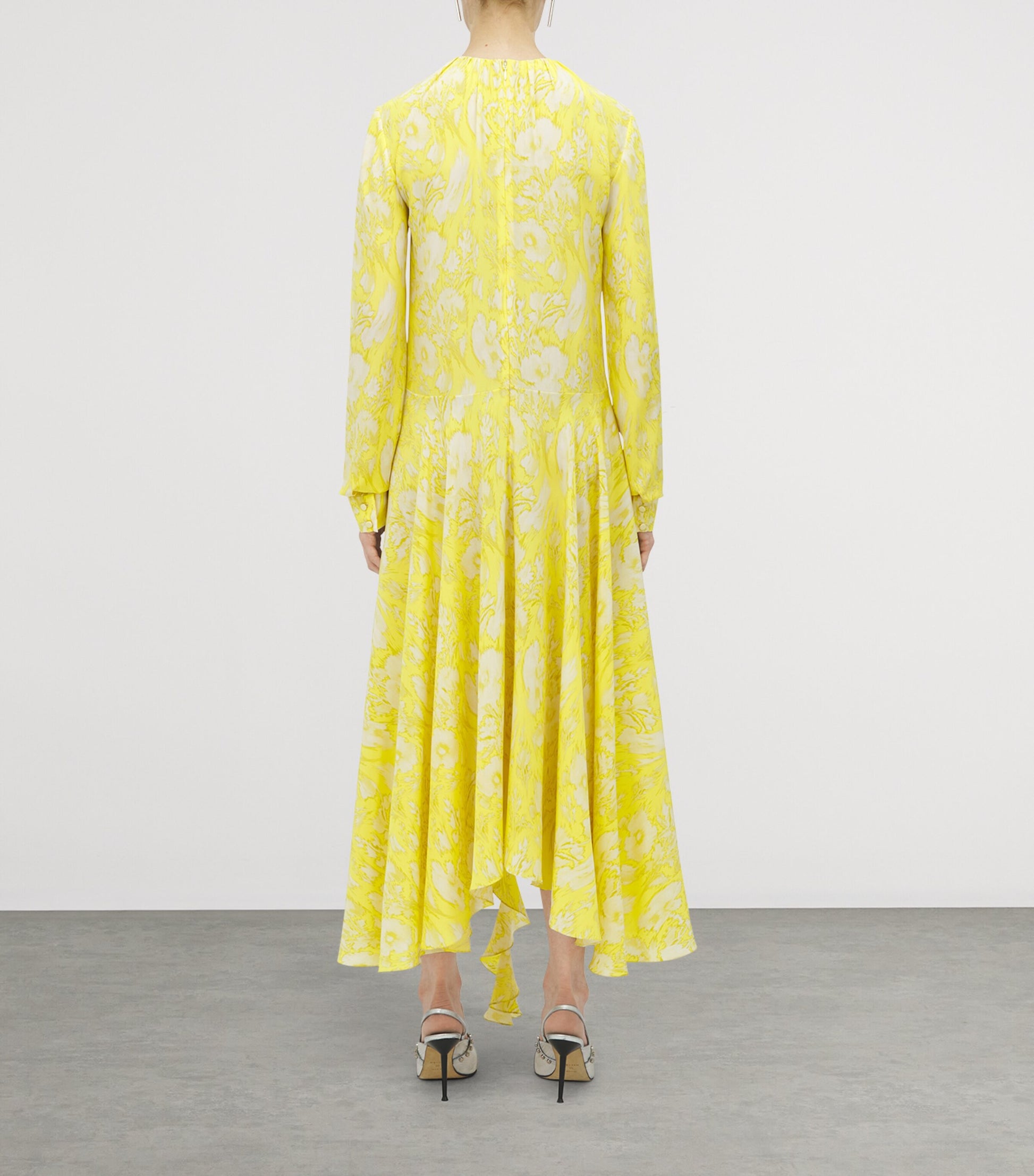 McQueen Gold Silk Floral Maxi Dress