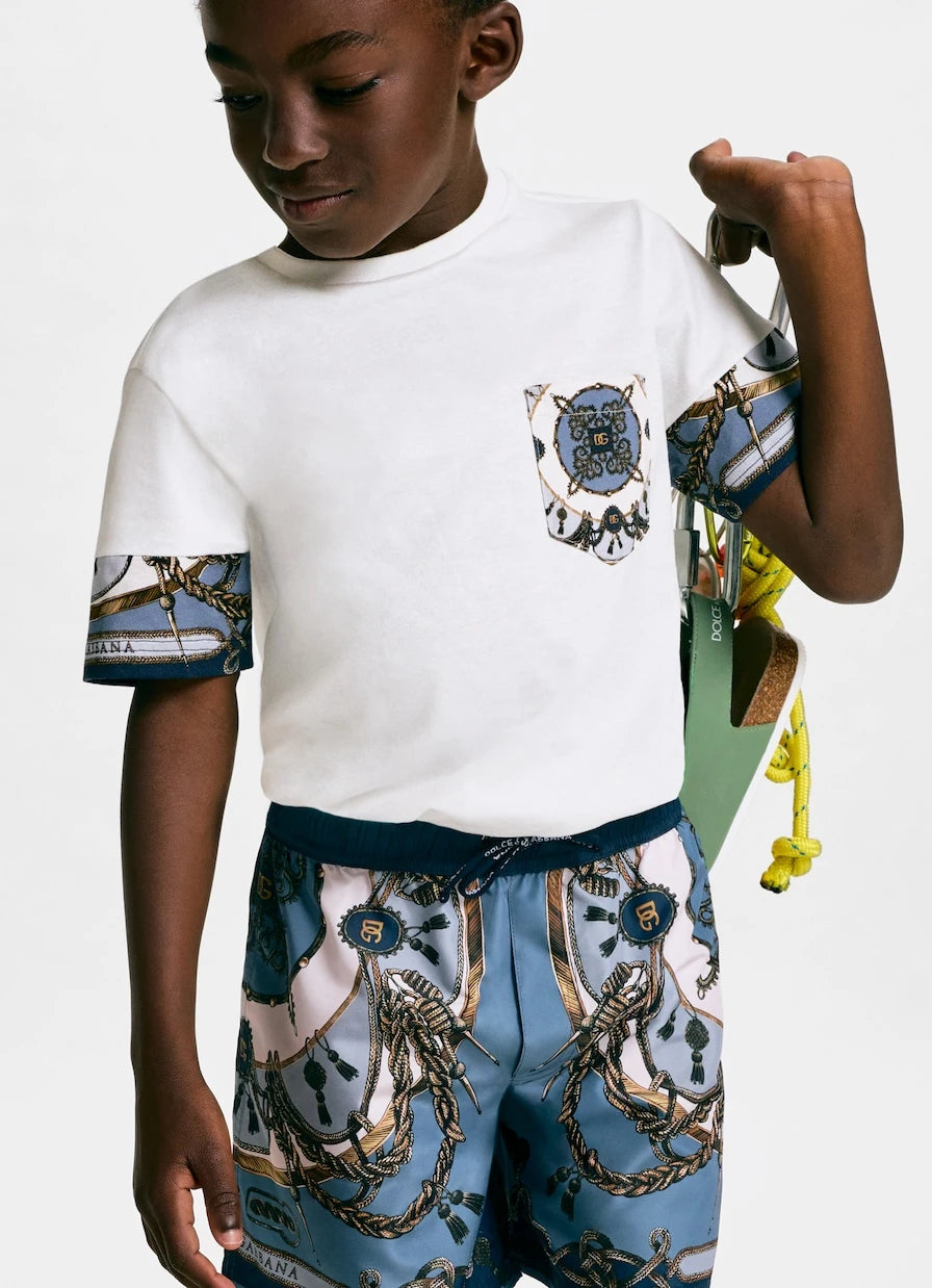Dolce&Gabbana Kids - Printed cotton poplin Bermuda shorts