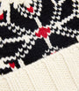 Ivory Wool Pom-Pom Snowflake Beanie