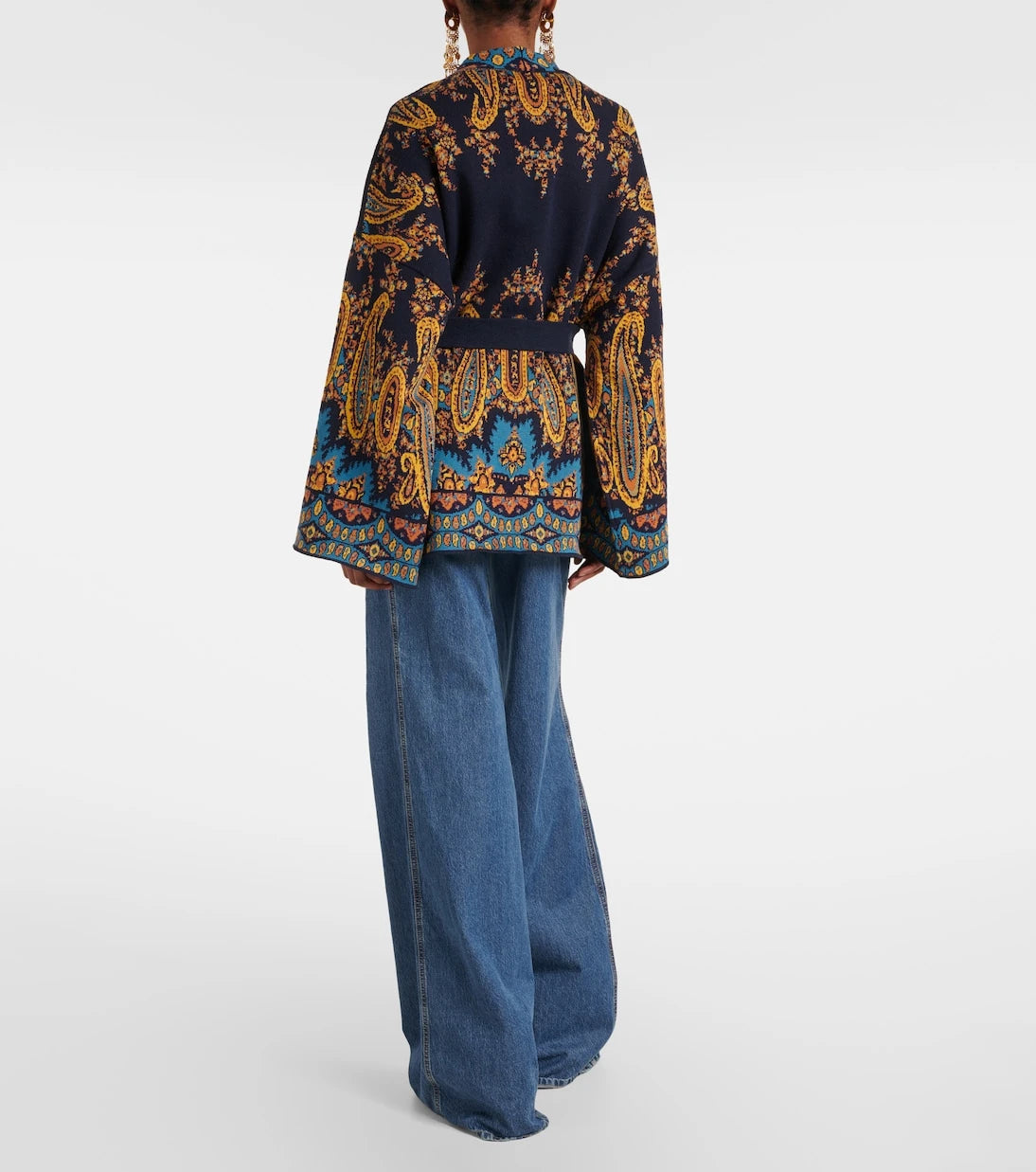 Etro - Jacquard cotton-blend wrap cardigan