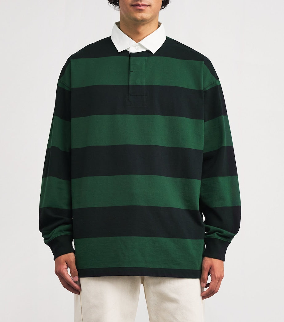 Cotton Stripe Big Fit Rugby Shirt GREEN