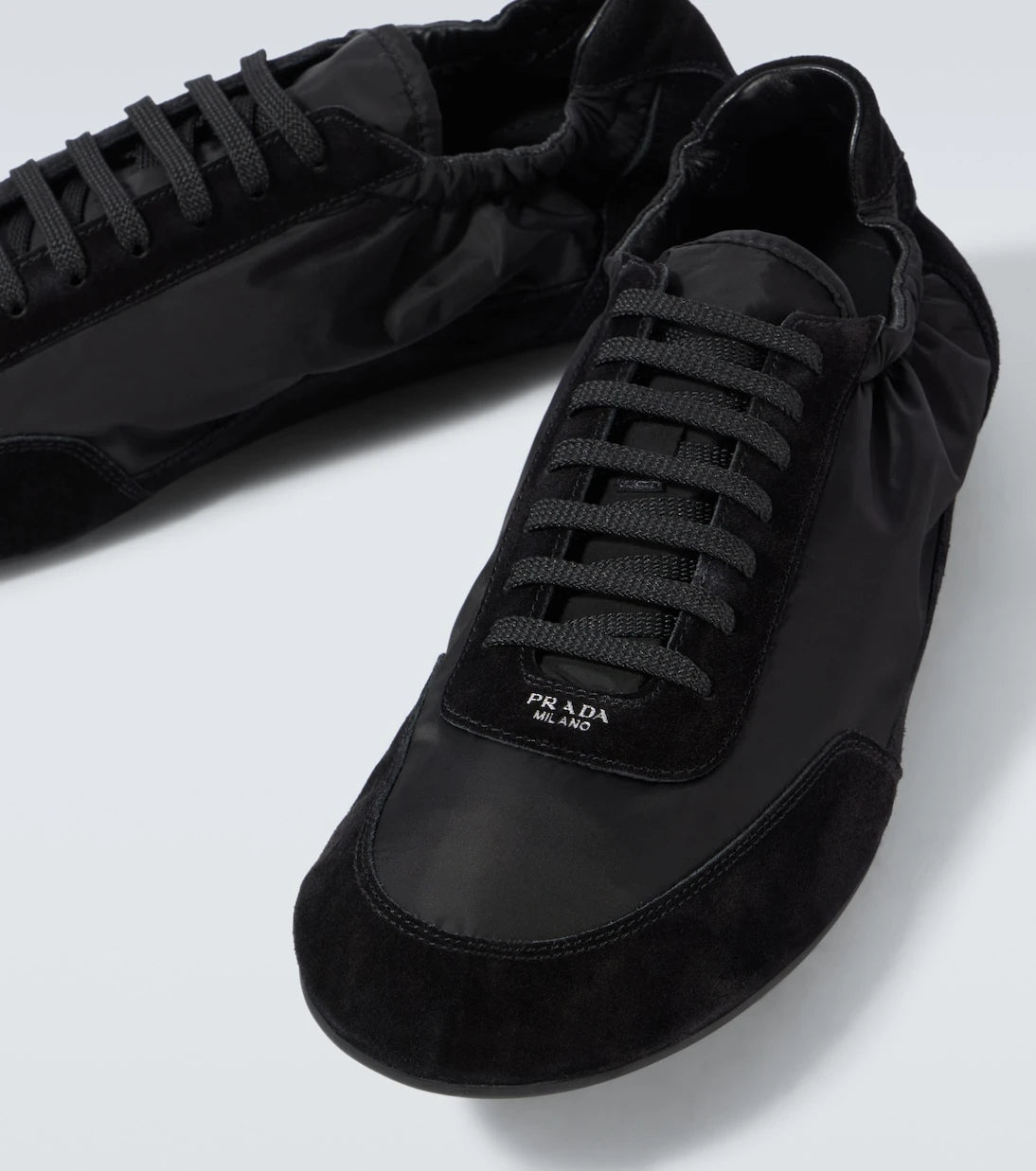 Prada - Collapse Re-Nylon and suede sneakers