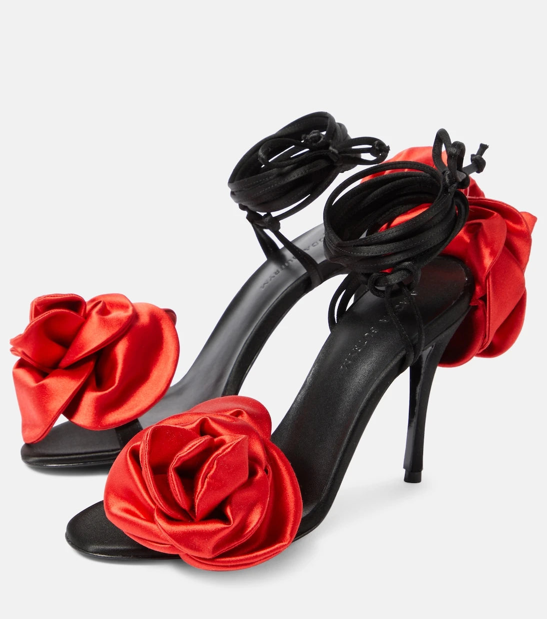 Magda Butrym - Floral-appliqué satin slingback sandals