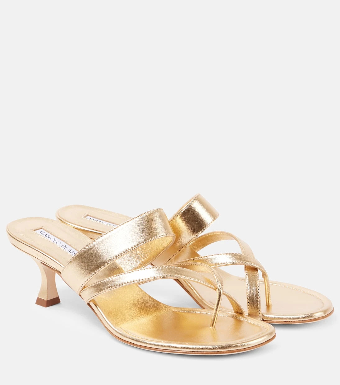Manolo Blahnik - Susa 50 metallic leather mules