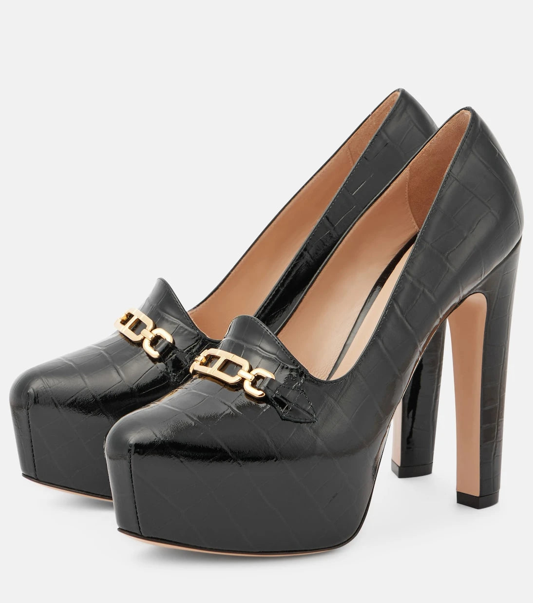 Tom Ford - Croc-effect patent leather platform pumps