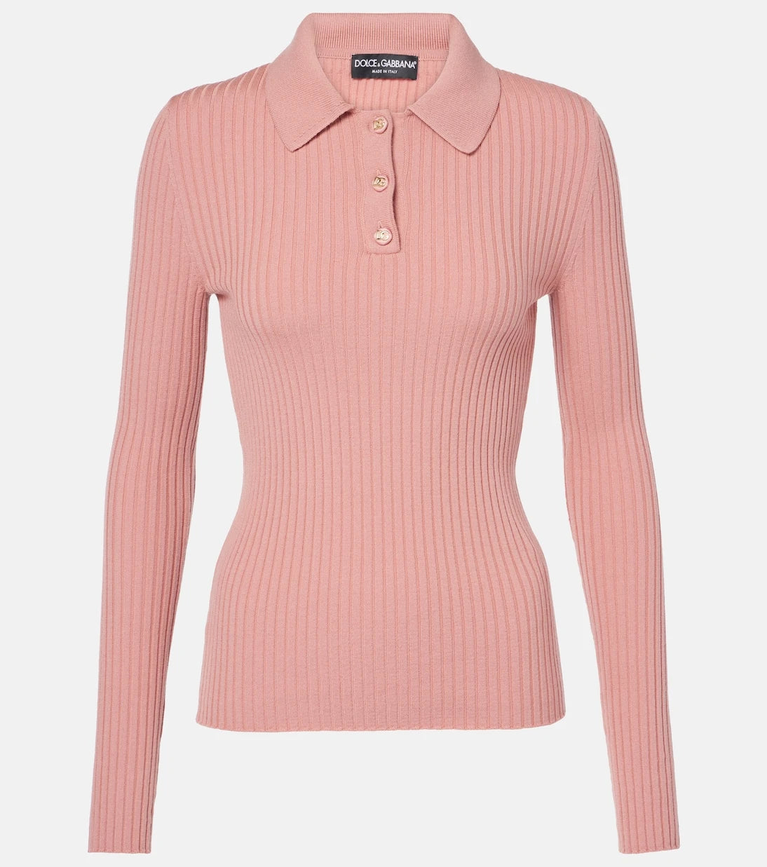Dolce&Gabbana - Ribbed-knit wool-blend polo sweater