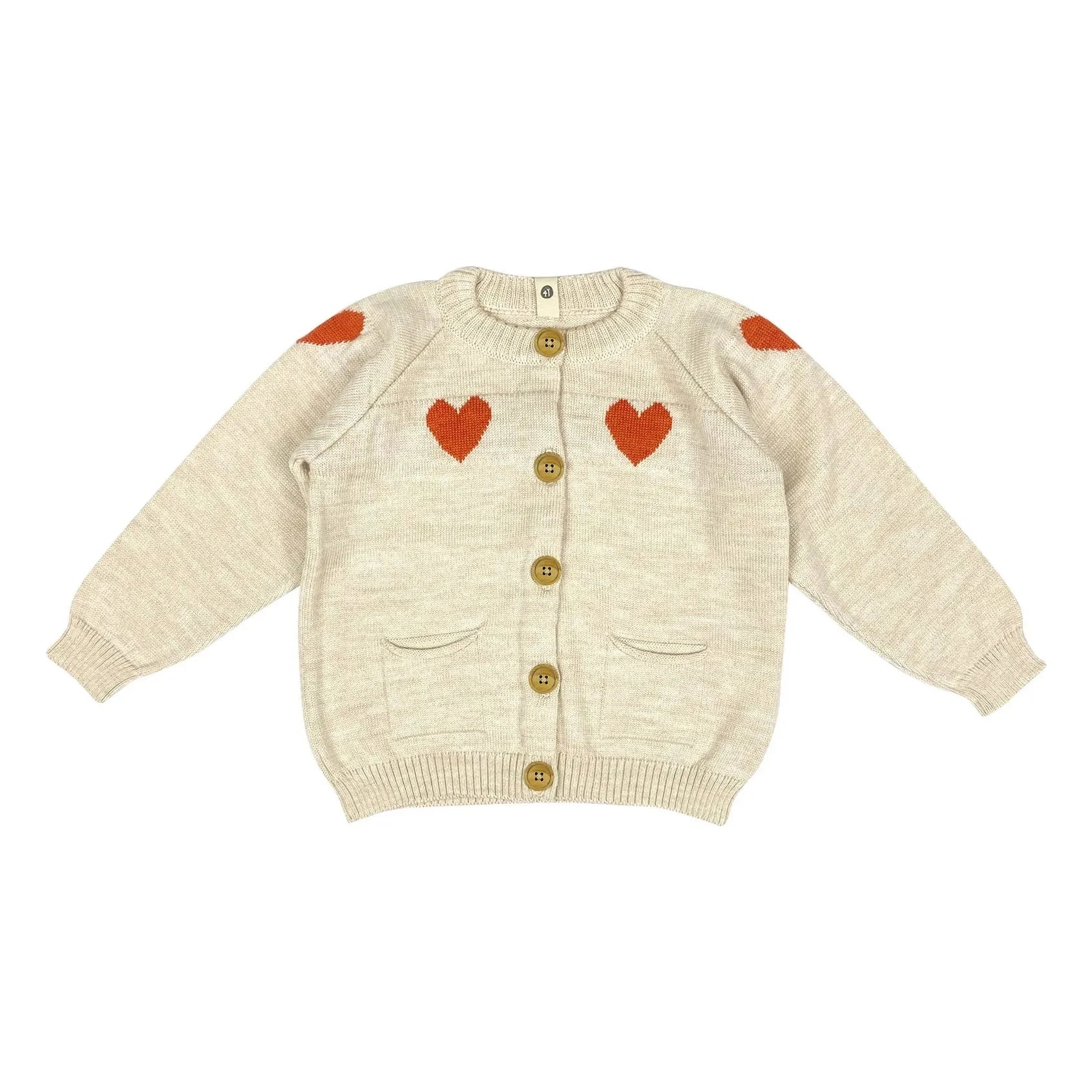 Bayiri - Dancing Hearts Merino Cardigan | Ecru