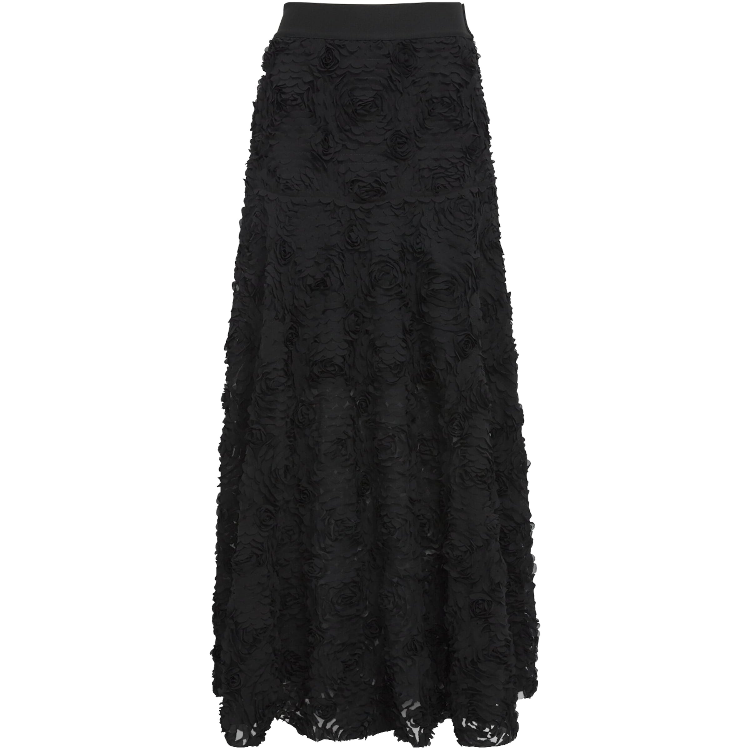 Black Tulle Embroidered Maxi Skirt