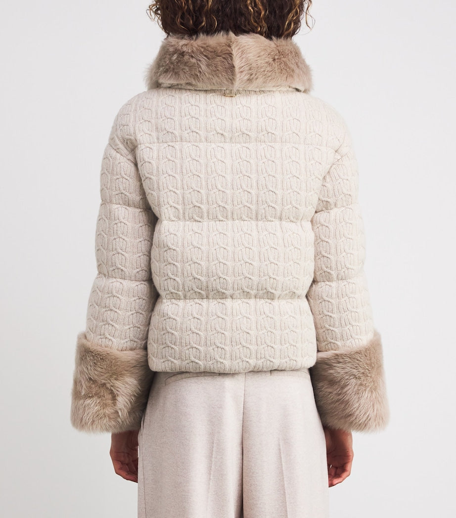 Agnona Beige Cashmere Padded Jacket