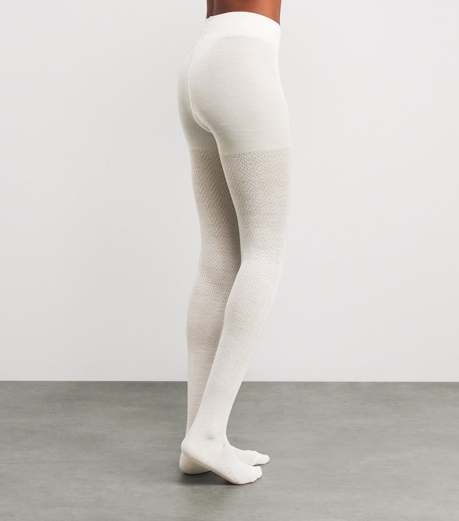Falke White Wool-Blend Fable Estate Tights