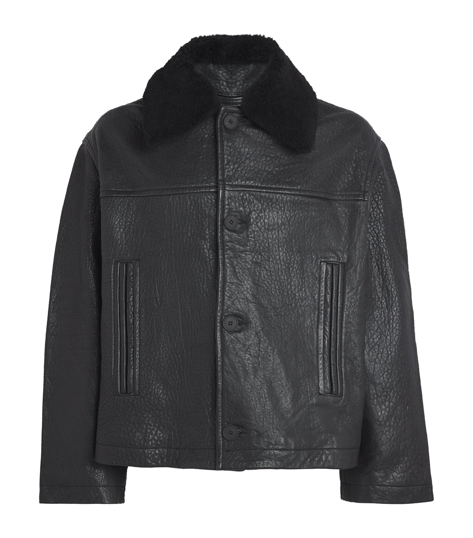 Studio Nicholson black Del Leather Jacket