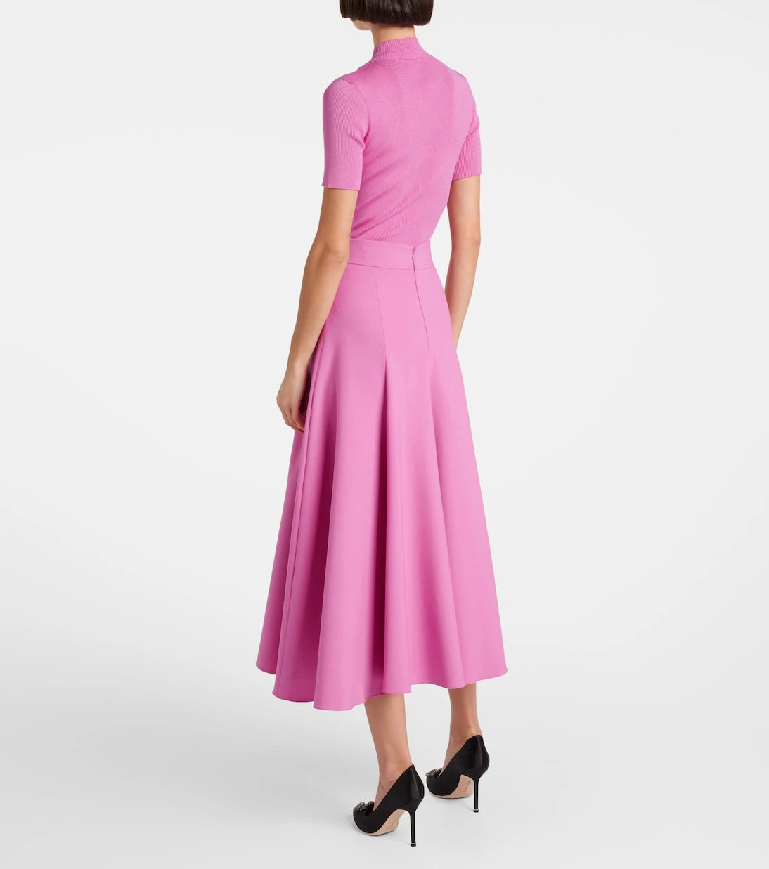 Oscar de la Renta - High-rise wool-blend midi skirt