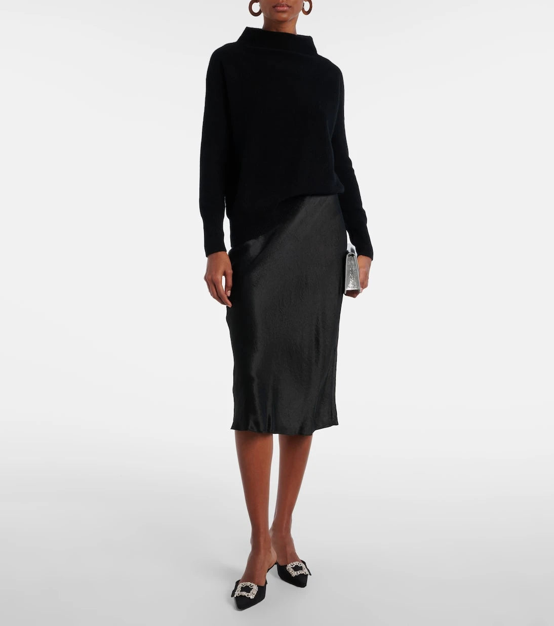 Vince - Satin slip midi skirt