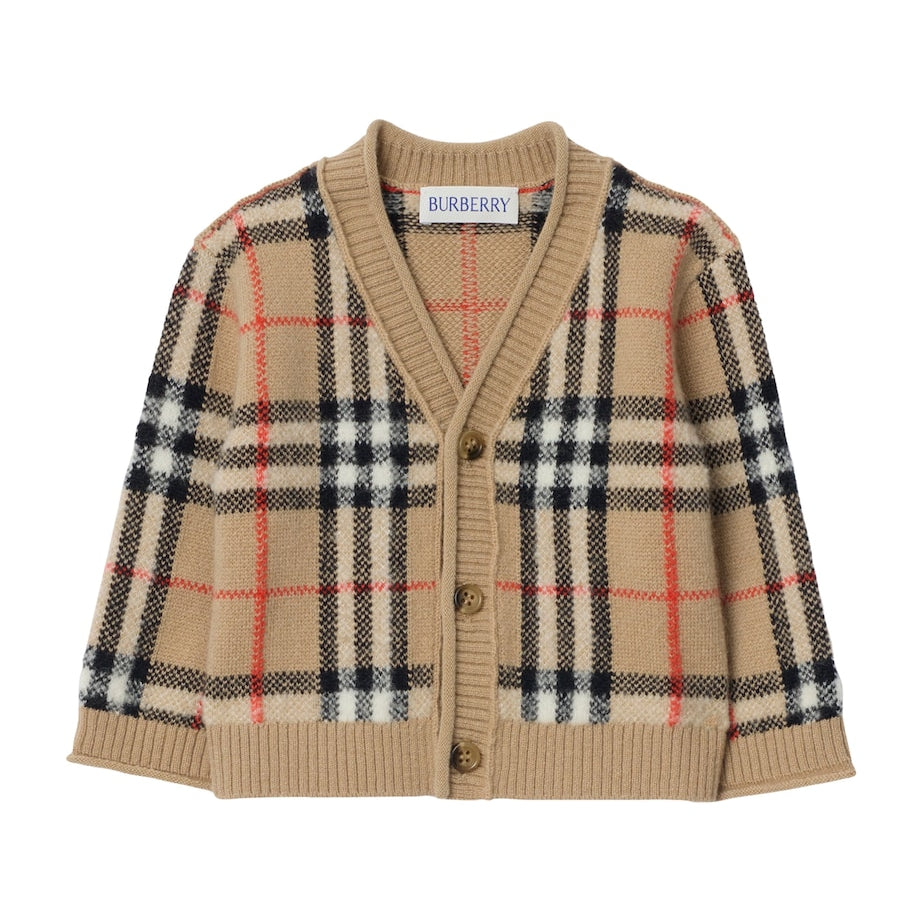Burberry Kids Wool-Cashmere Check Cardigan