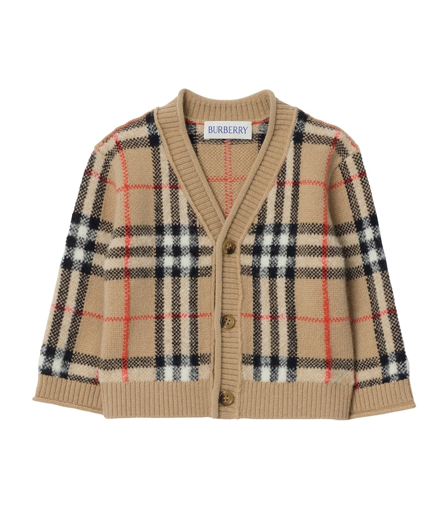 Burberry Kids Wool-Cashmere Check Cardigan