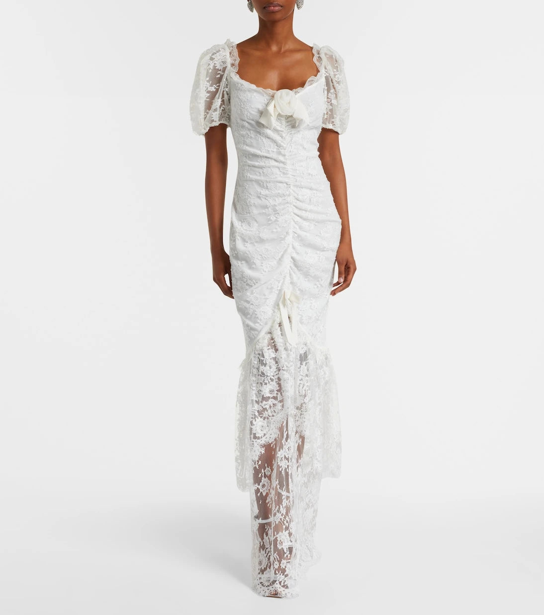 Alessandra Rich - Bow-detail ruched lace gown
