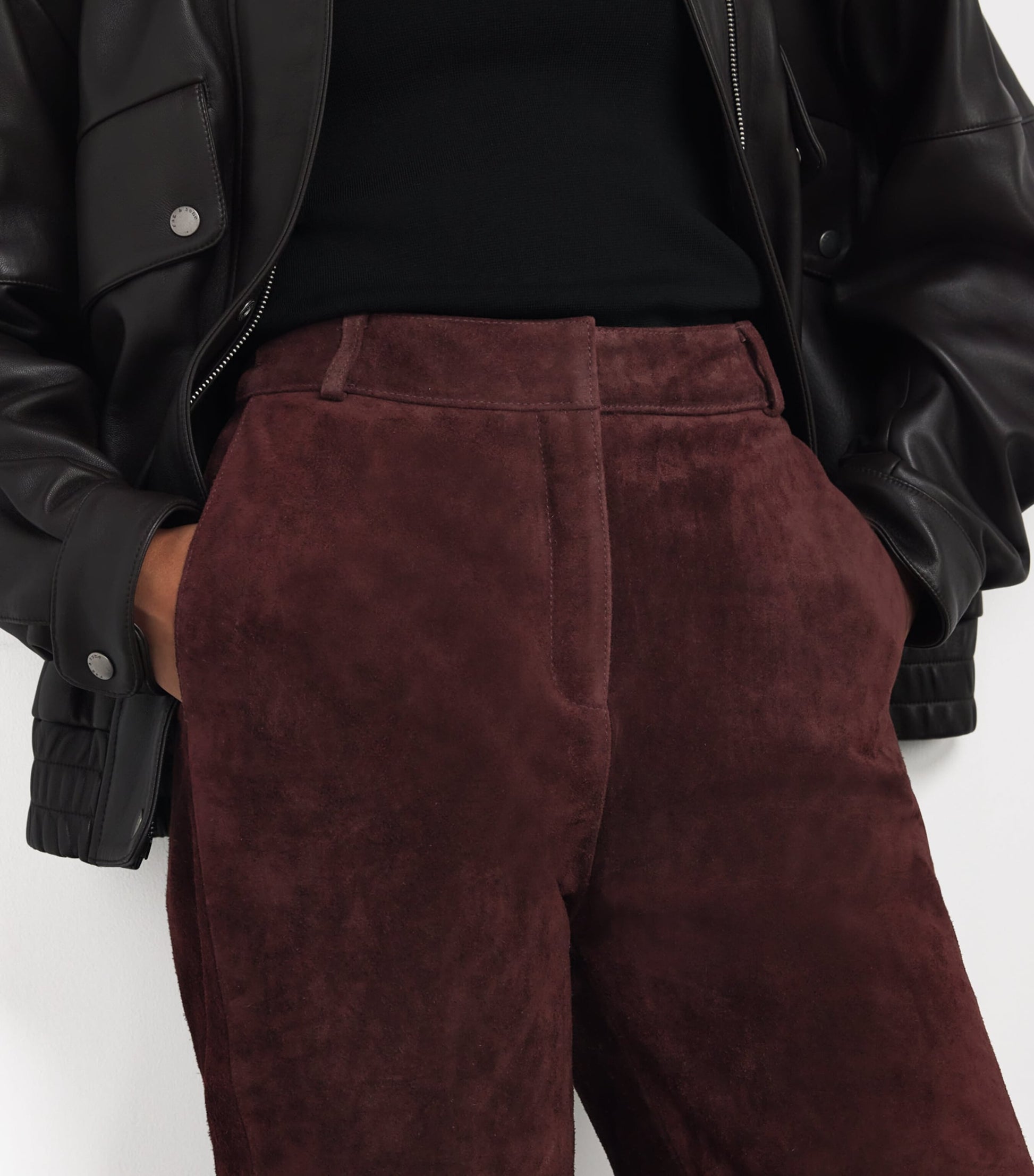 Arma Burgundy Sole Suede Straight Trousers