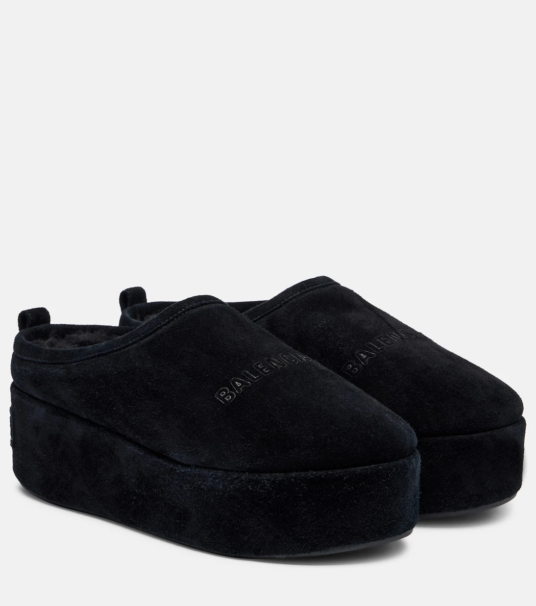 Balenciaga - حذاء ألاسكا مفتوح من الخلف بكعب بلاتفورم من جلد السويد