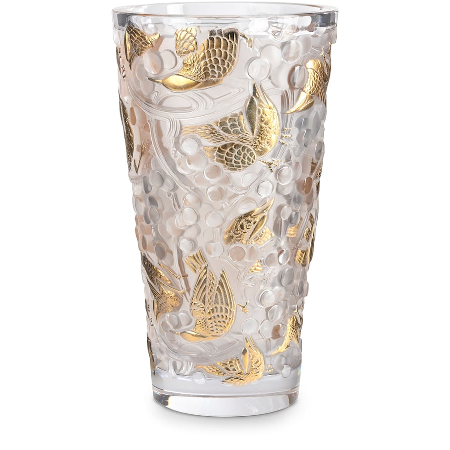 Crystal Large Merles et Raisins Vase (38cm)