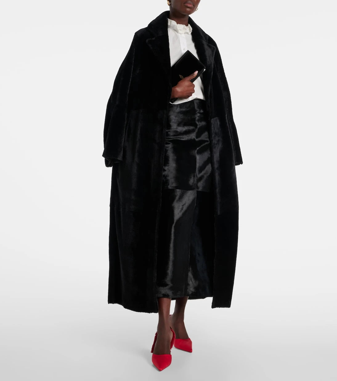 Christian Louboutin - Km Fur 85 crêpe satin mules