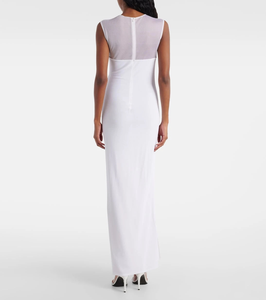 Alaïa - Mesh-trimmed maxi dress