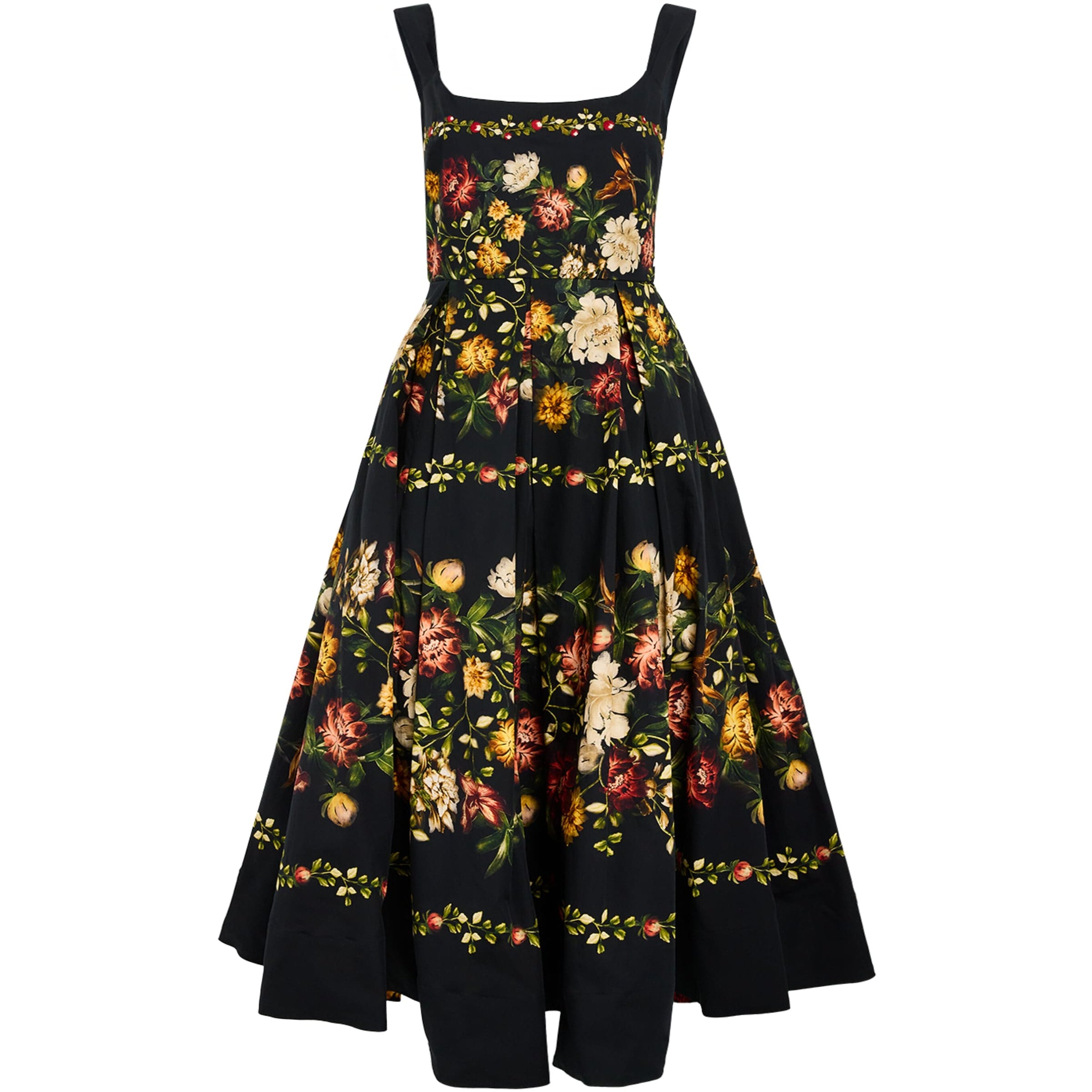 Multi Cotton Floral Midi Dress