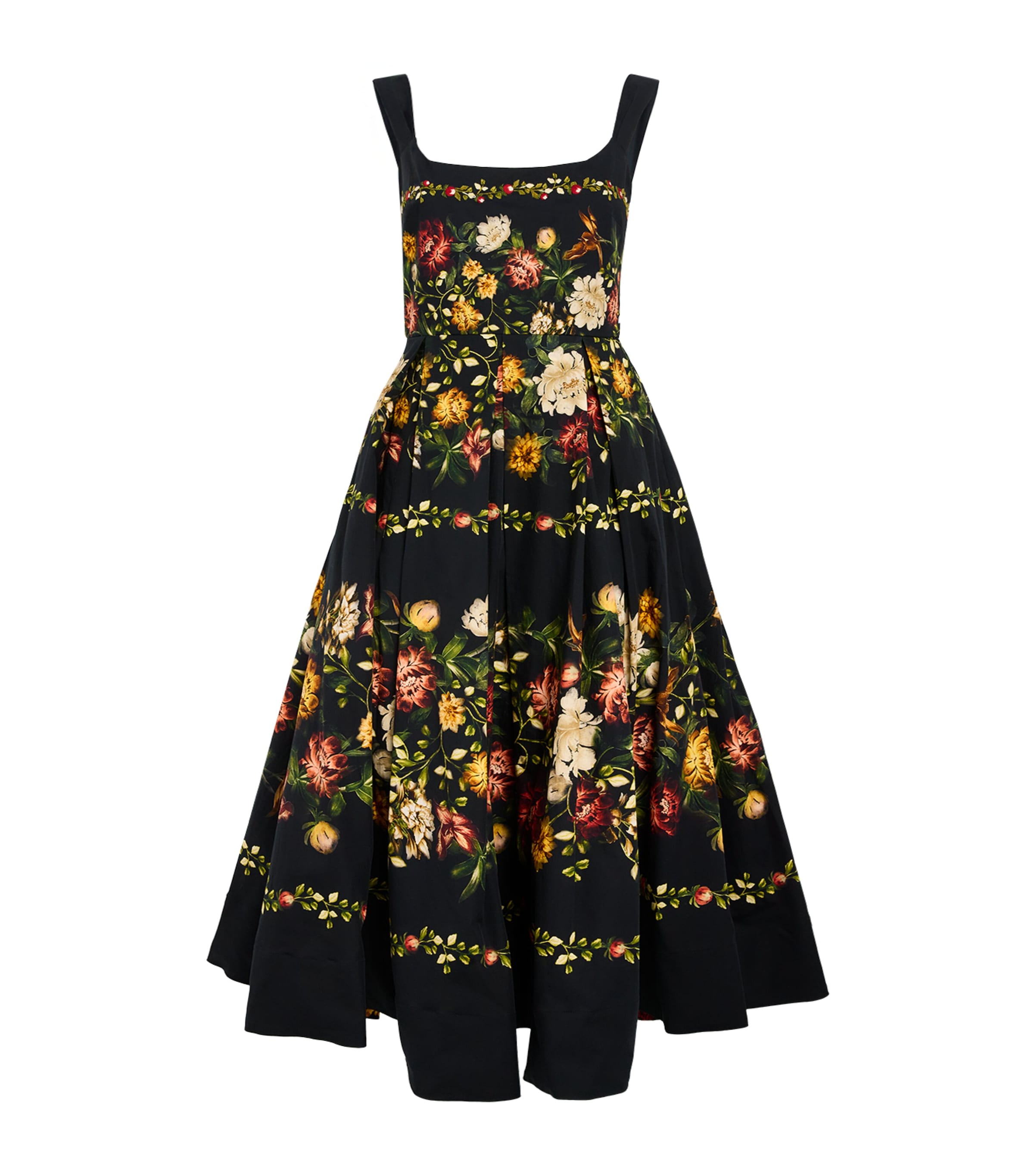 Multi Cotton Floral Midi Dress