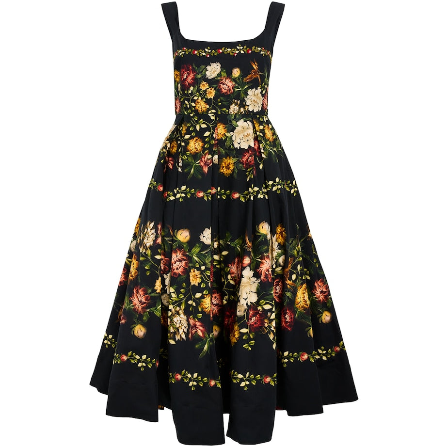 Multi Cotton Floral Midi Dress