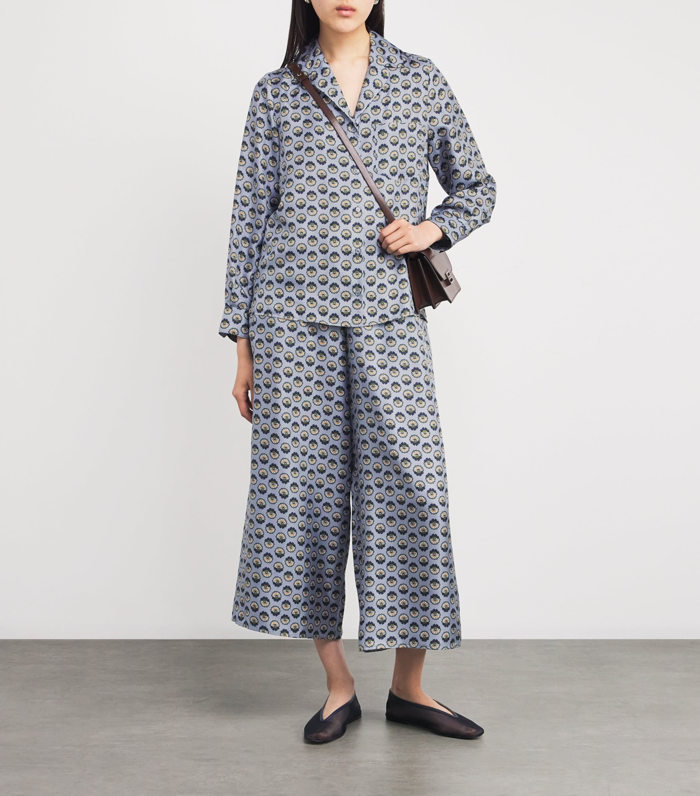 Blue Silk Printed Trousers