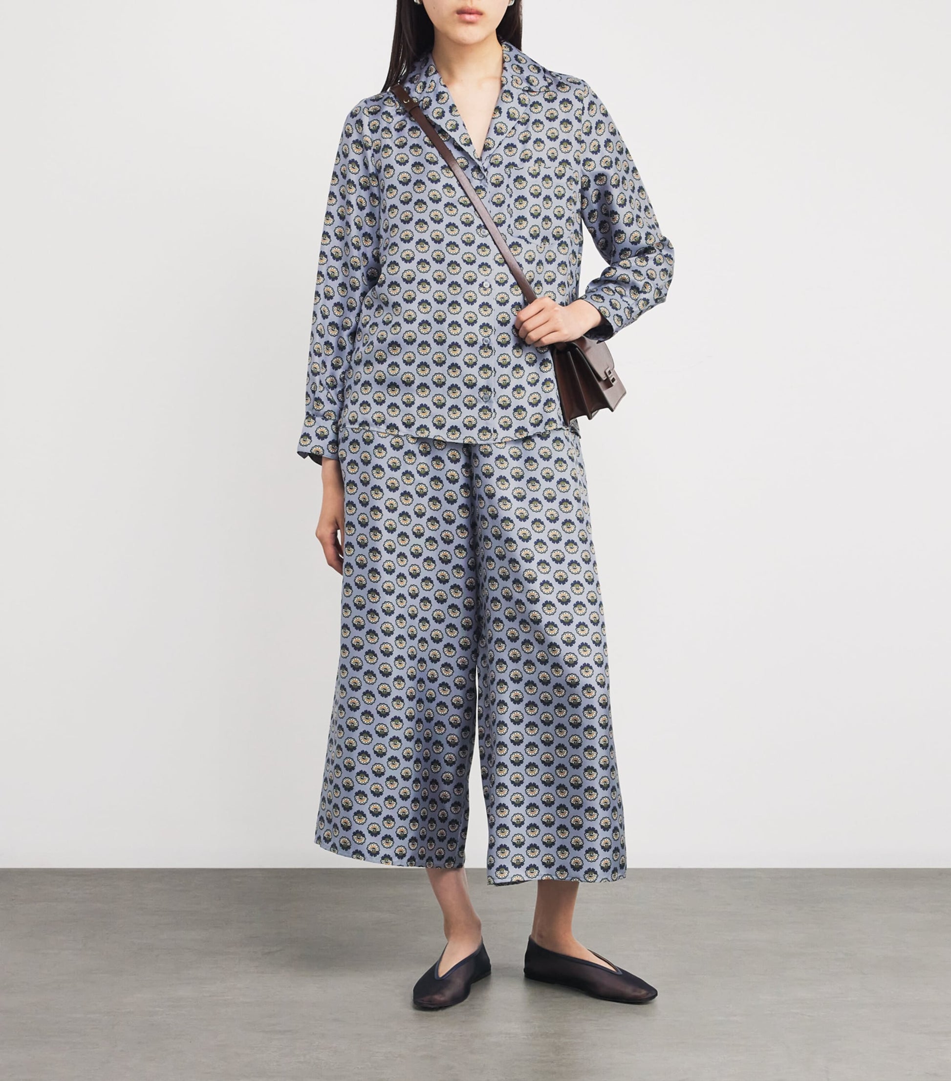 Blue Silk Printed Trousers