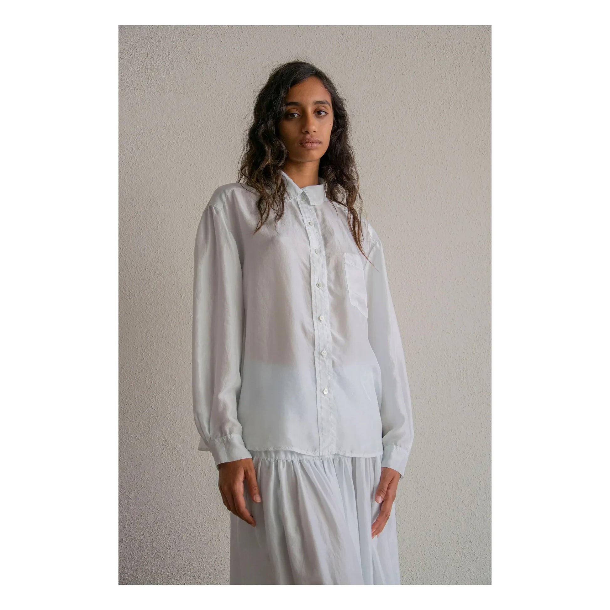 THEAVANT - Silk Pongee Man Shirt | Light Blue