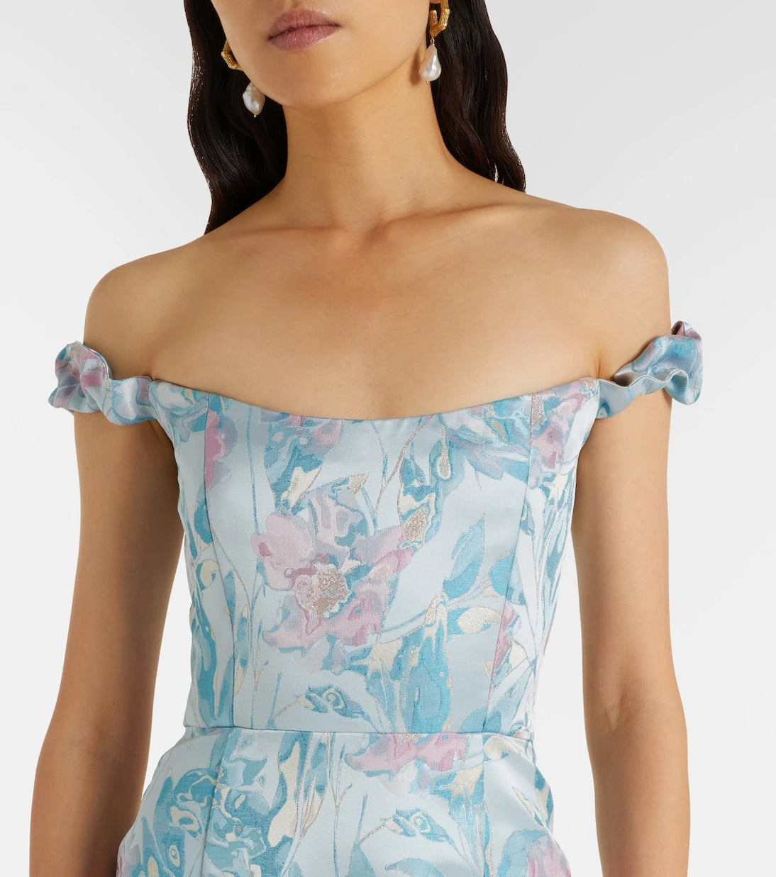 Markarian - Yolanda floral off-shoulder brocade gown