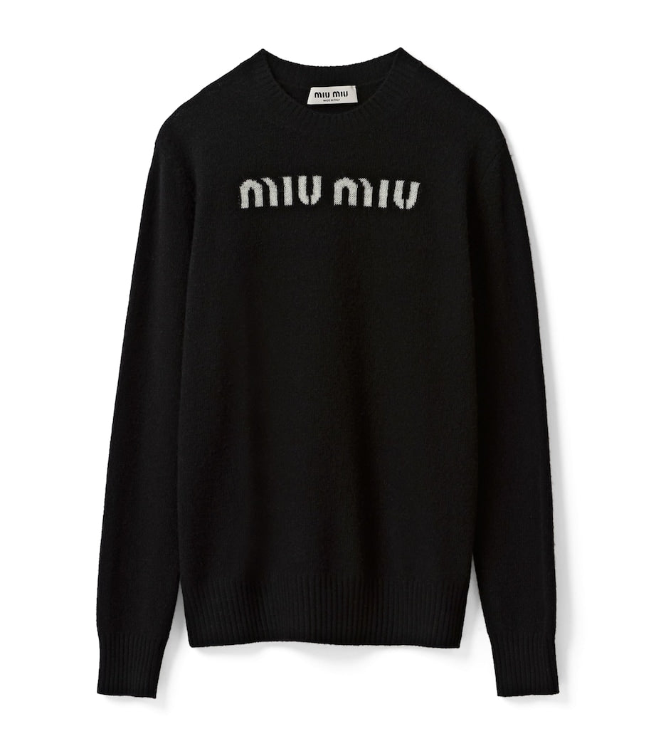 Black Cashmere Logo Sweater