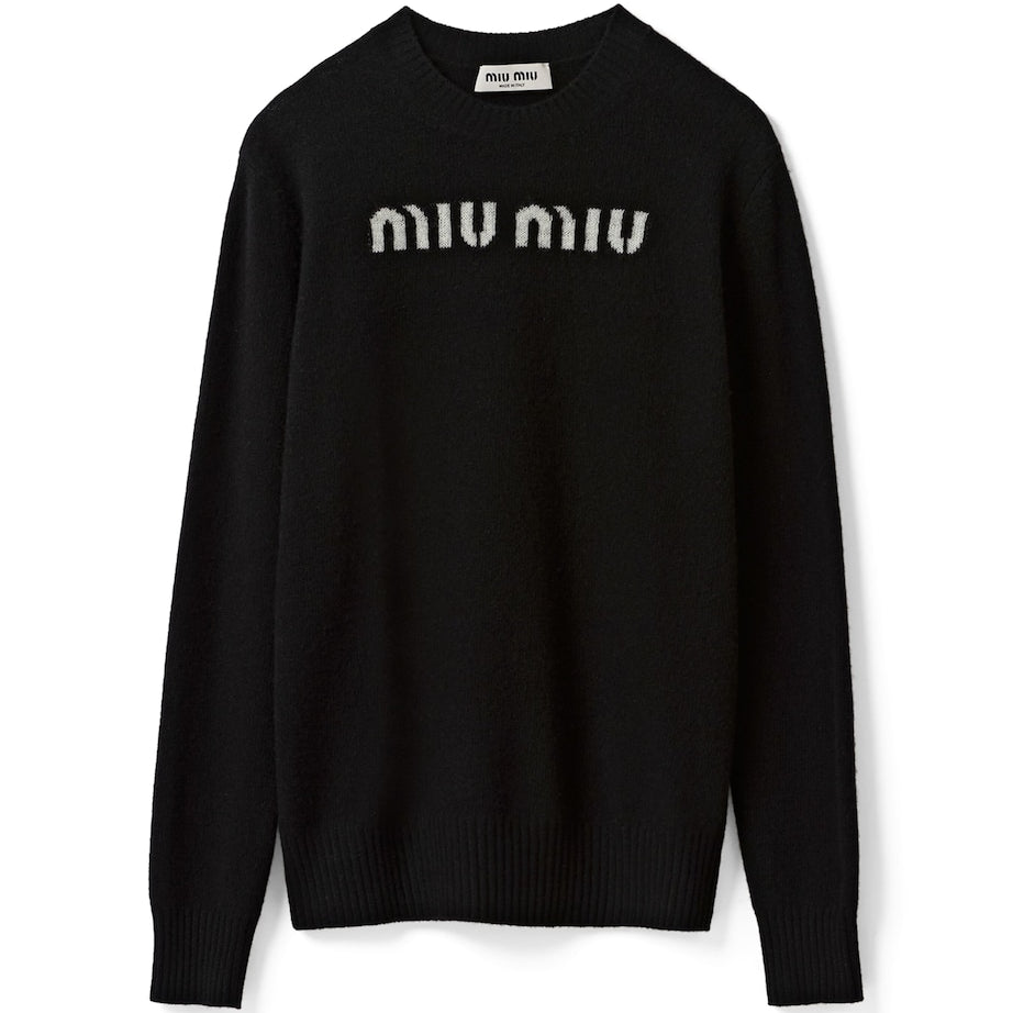 Black Cashmere Logo Sweater