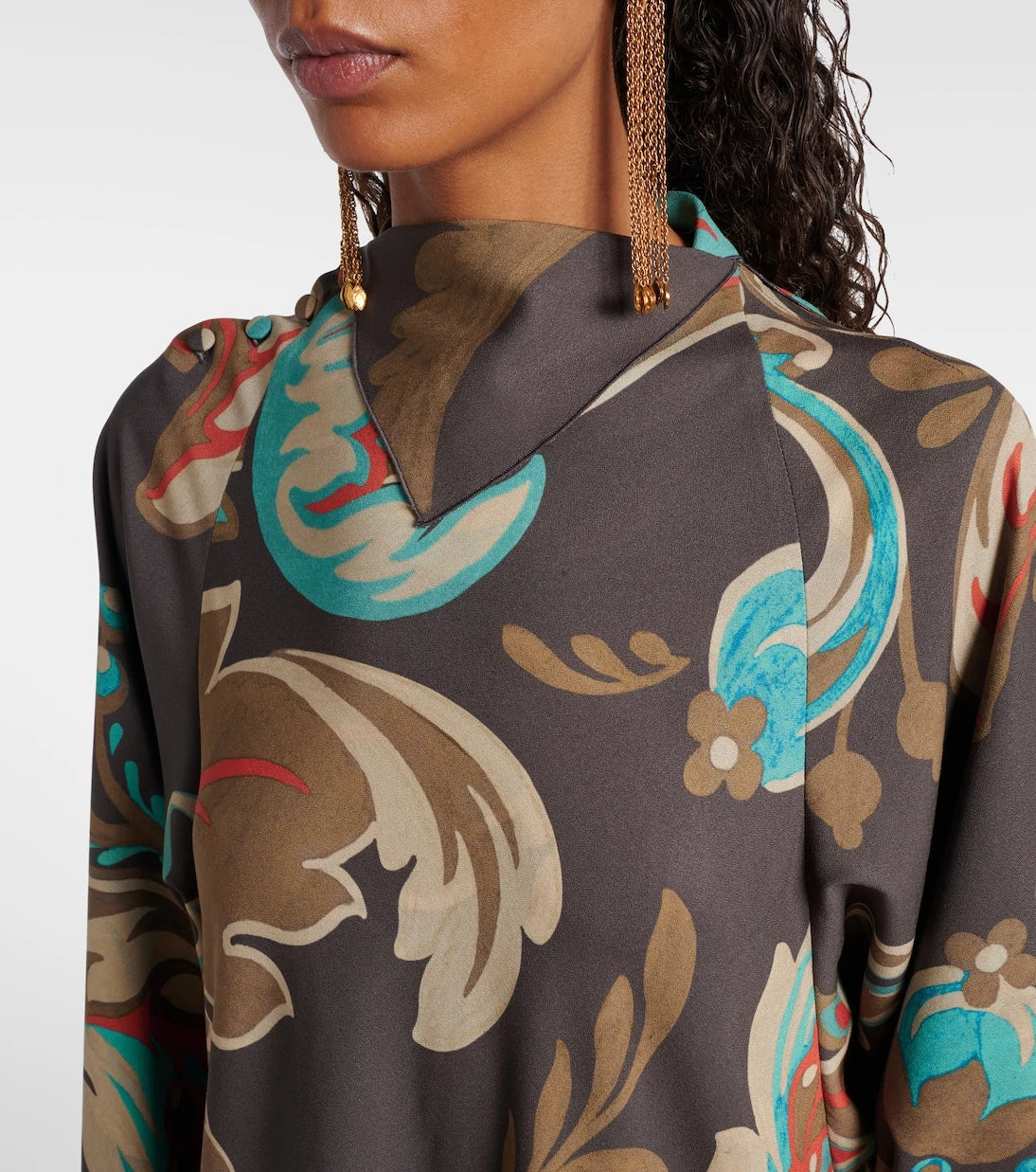 Etro - فستان ماكسي غير متماثل ومطبع