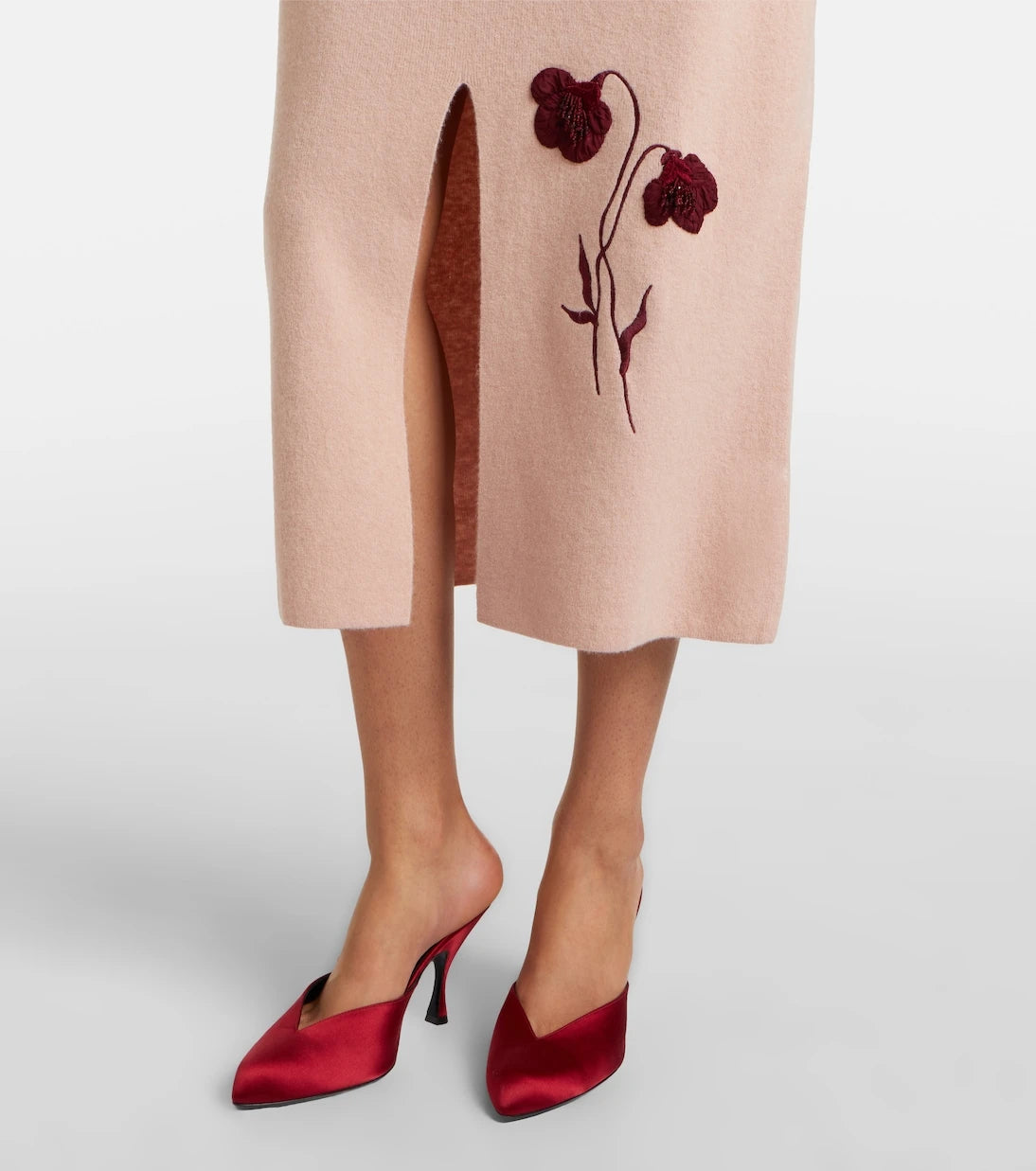 Erdem - Floral-appliqué knitted midi skirt