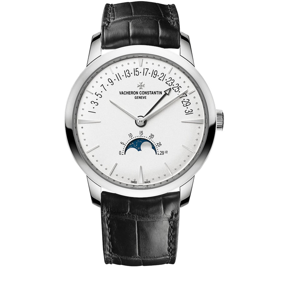 White Gold Patrimony Moon Phase Retrograde Date Watch 42.5mm